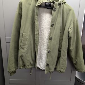 BDG Olive Hooded Sherpa-Lined hooded Jacket